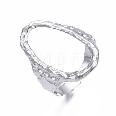 304 Stainless Steel Oval Open Cuff Ring RJEW-T023-91P-1