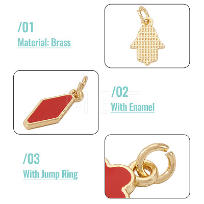 21Pcs 7 Styles Brass Enamel Charms KK-TA0003-19D-1