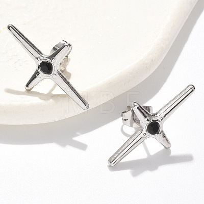 Cross 304 Stainless Steel Stud Earrings EJEW-F361-07P-1