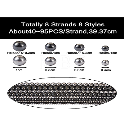 8 Strands 8 Styles Non-magnetic Synthetic Hematite Beads Strands G-TA0001-41-1