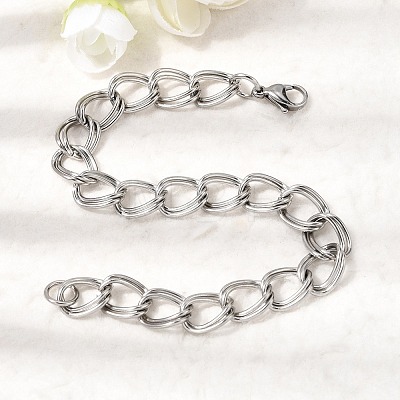 201 Stainless Steel Curb Chain Bracelets for Men STAS-T077-06P-1