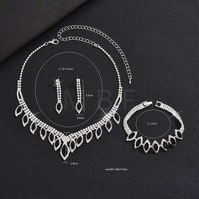 Horse Eye Rhinestone Pendant Necklaces & Stud Earrings & Bracelets Sets for Women WGBD548-02-1