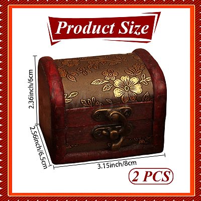 Retro Wooden Jewelry Storage Treasure Chest with Latch Clasps for Trinkets CON-CL0001-12-1