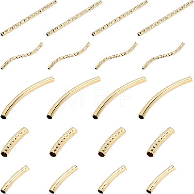 50Pcs 5 Style Brass Tube Beads KK-BC0008-21-1