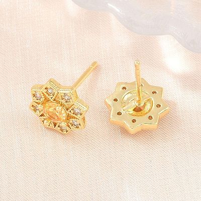 Brass Micro Pave Cubic Zirconia Stud Earrings for Women KK-A305-03G-1