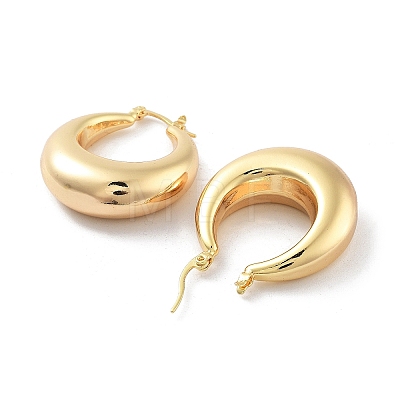 Brass Plain Hoop Earrings EJEW-H301-05G-01-1