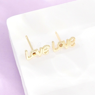 Brass Stud Earrings EJEW-P346-02A-G-1