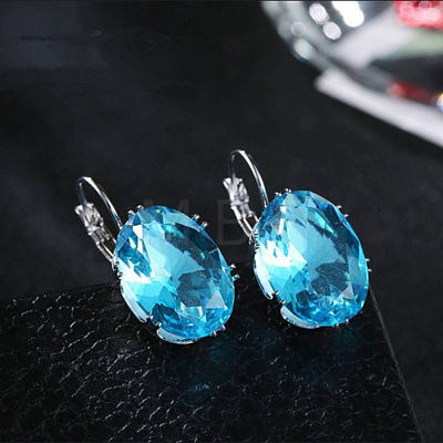 Oval Alloy Rhinestone Leverback Earrings FS-WG5DBAA-03-1