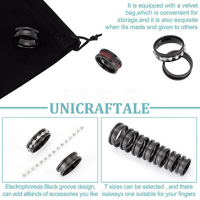 Unicraftale 14Pcs 7 Size Titanium Steel Grooved Finger Rings Set RJEW-UN0002-71EB-1