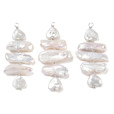 Natural Nucleated Baroque Keshi Pearl Beaded Big Pendants PALLOY-JF05619-1