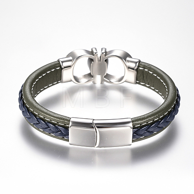 Men's Braided Leather Cord Bracelets BJEW-H559-15-1