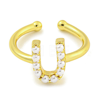 Rack Plating Brass Open Cuff Rings for Women RJEW-F162-01G-U-1