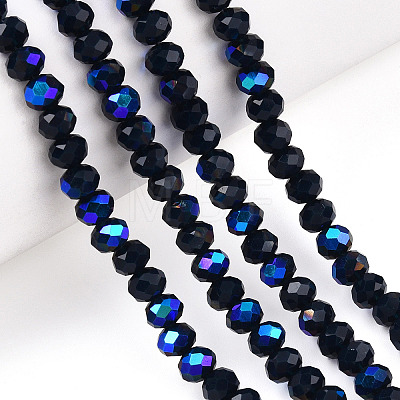 Electroplate Opaque Solid Color Glass Beads Strands EGLA-A034-P6mm-L22-1