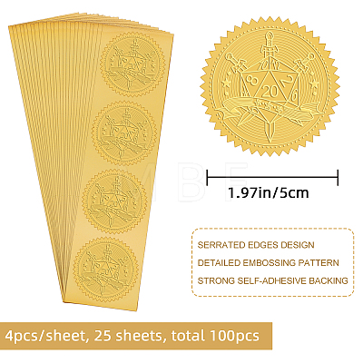 Self Adhesive Gold Foil Embossed Stickers DIY-WH0211-208-1