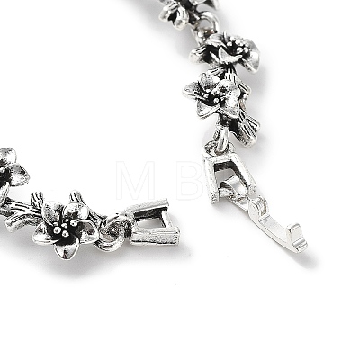 Vintage Alloy Flower Link Chain Bracelet for Women BJEW-A140-02AS-1