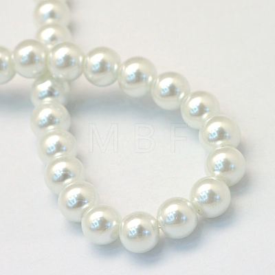 Baking Painted Pearlized Glass Pearl Round Bead Strands HY-Q330-8mm-01-1