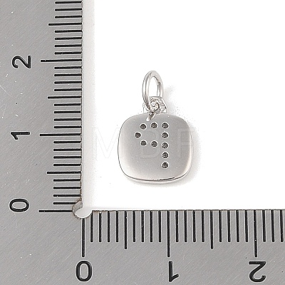 Rack Plating Brass Micro Pave CLear Cubic Zirconia Charms KK-E110-14P-P-1