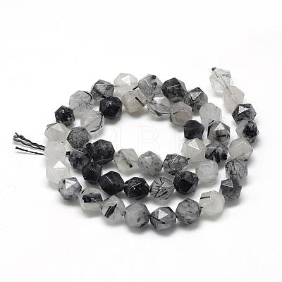 Natural Black Rutilated Quartz Beads Strands G-R448-8mm-01-1