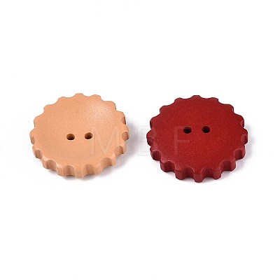 Spray Painted Natural Wood Buttons WOOD-T032-34M-1