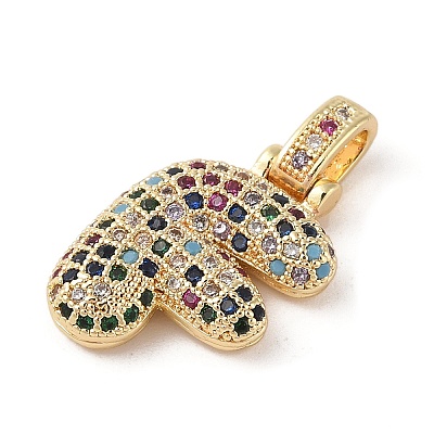 Brass Micro Pave Cubic Zirconia Pendants ZIRC-P121-01G-F-1