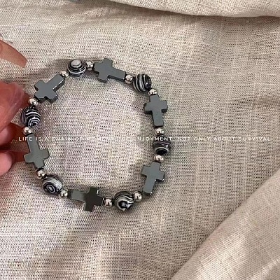 Synthetic Non-magnetic Hematite & Natural Gemstone Beads Stretch Bracelets for Women Men TK7593-1