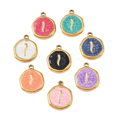 304 Stainless Steel Enamel Pendants STAS-P425-01G-12-1