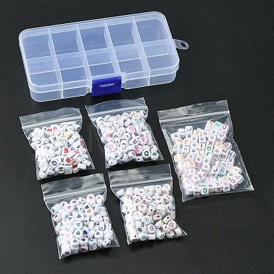 500Pcs 5 Styles Opaque White Acrylic Beads MACR-YW0002-43-1