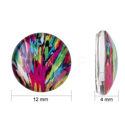 Mosaic Printed Glass Half Round/Dome Cabochons GGLA-N004-12mm-G-1