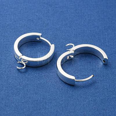 201 Stainless Steel Huggie Hoop Earrings Findings STAS-A167-01U-S-1