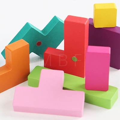 Wooden Children DIY Geometrical Shape Building Blocks DIY-H008-03-1