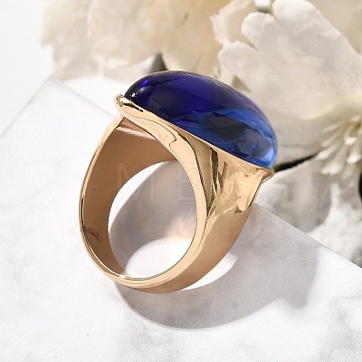 Resin Horse Eye Finger Rings RJEW-R006-01G-05-1