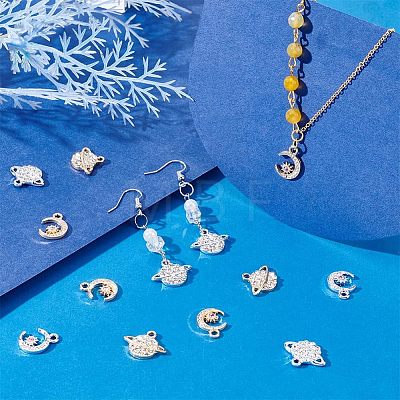 Unicraftale 32Pcs 4 Style Alloy Rhinestone Pendants FIND-UN0001-36-1