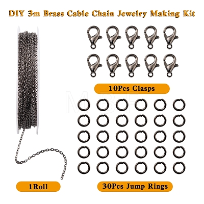 DIY 3m Brass Cable Chain Jewelry Making Kit DIY-YW0005-75B-1
