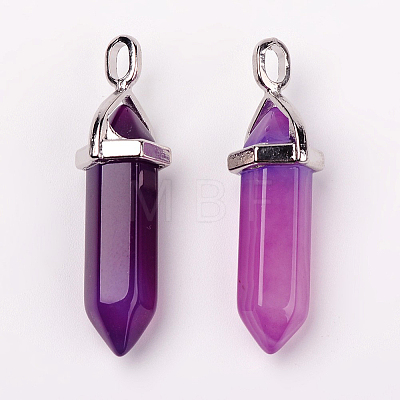 Natural Agate Double Terminated Pointed Pendants G-F295-05E-1