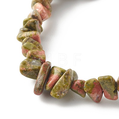 Chip Natural Unakite Stretch Beaded Bracelets for Kids BJEW-JB06305-08-1