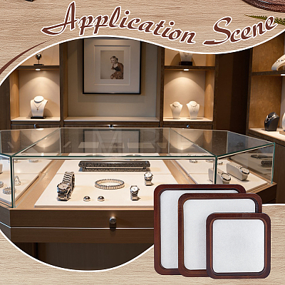 3Pcs 3 Styles Square Wooden Organizer Display Jewelry Plates ODIS-MA0001-02-1