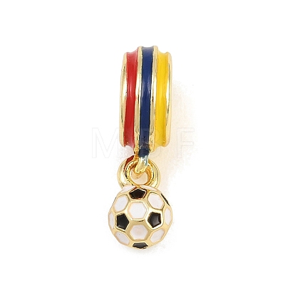 Sports Brass Enamel European Dangle Charms KK-CBAEBFB-05G-1