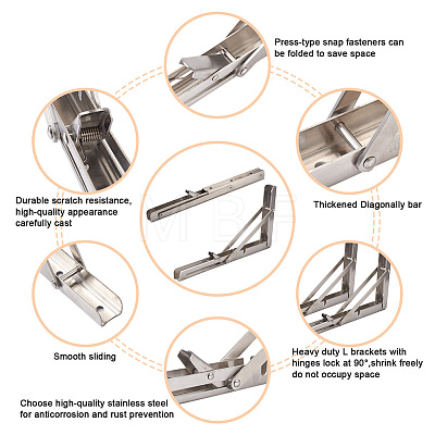 304 Stianless Steel Folding Shelf Brackets SW-TAC0001-14P-1