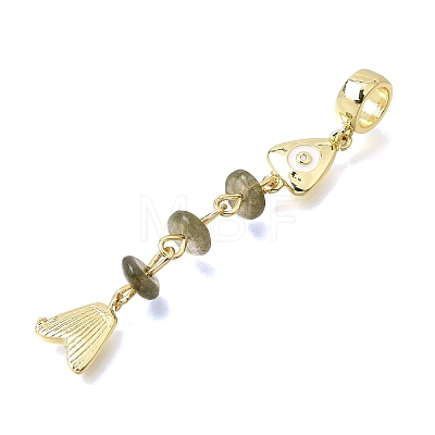 Brass Pave Cubic Zirconia Clear Cubic Zirconia & Natural Labradorite & Enamel European Dangle Charms GG-CBA3401-01G-B03-1