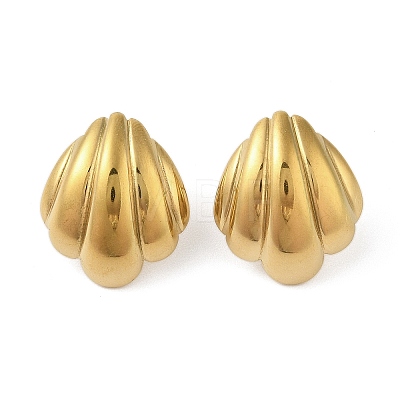 304 Stainless Steel Shell Shape Stud Earrings for Women EJEW-S001-05-1