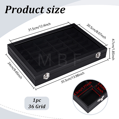 MDF Covered with PU Leather Jewelry Display Cases with Visible Window ODIS-WH0007-93-1