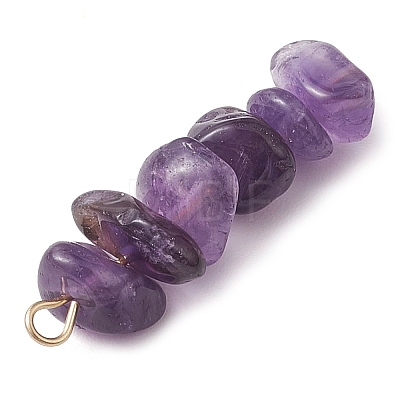 Gradient Color Natural Amethyst & Natural Blue Lace Agate Chip Beaded Pendants PALLOY-JF02795-03-1