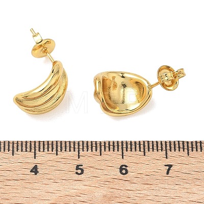 304 Stainless Steel Chunky Ribbed Stud Earrings for Women EJEW-K333-26G-1