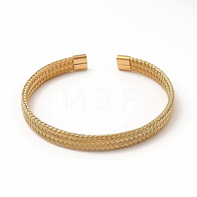304 Stainless Steel Mesh Chains Shape Open Cuff Bangle for Women BJEW-C033-01G-1
