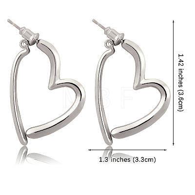 Brass Heart Dangle Stud Earrings with 925 Sterling Silver Pins for Women JE1091B-1