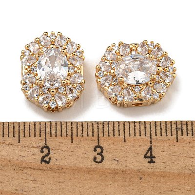 Oval Brass Micro Pave Cubic Zirconia Beads KK-U037-04G-02-1