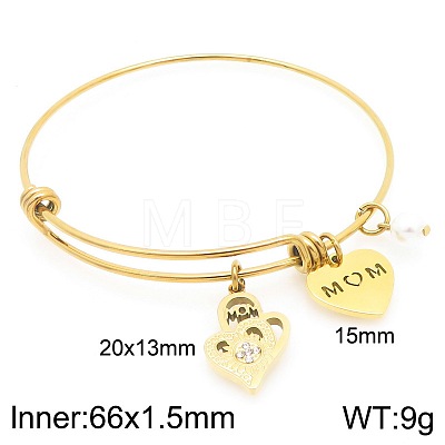 Mother's Day 304 Stainless Steel Charm Bangles for Women WG05AE3-10-1
