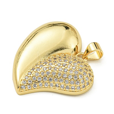 Rack Plating Brass Micro Pave Clear Cubic Zirconia Pendants KK-Z067-07G-02-1