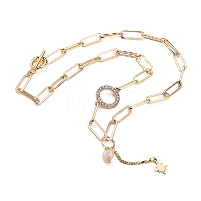 Star & Moon & Cross Brass Lariat Necklaces Sets NJEW-JN03041-1