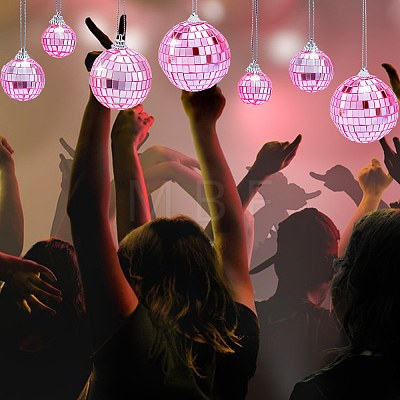 30Pcs 4 Styles Foam & Glass Mirror Ball Pendant Decorations AJEW-GA0010-79-1